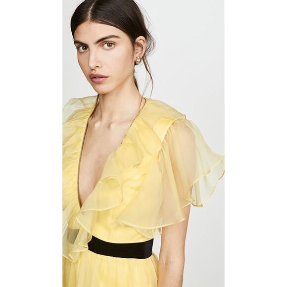 macgraw silk Sandpiper Deep V-Neck Dress Yellow Black Size 8 - Picture 5 of 12